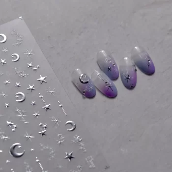 3D Gold Sun, Moon and Star Bronzing Nail Art Sticker – 8×10 cm Self-Adhesive Decal Sheet 2 84857 mifheq