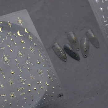 3D Gold Sun, Moon and Star Bronzing Nail Art Sticker – 8×10 cm Self-Adhesive Decal Sheet 1 84857 rhfgkn