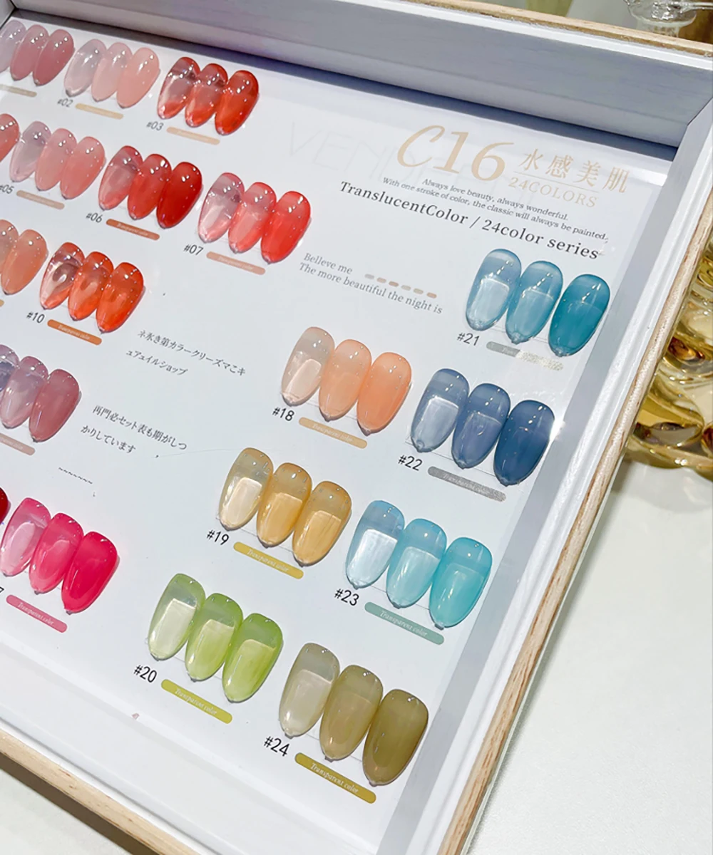 Vendeeni 24 Colors Jelly Transparent Gel Nail Polish Nude Pink Skin Color UV Soak Off Gel Varnish Jade Nail Art Gel Lacquer 15ml VENDEENI Jelly Gel Nail Polish - Vendeeni 24 Colors Jelly Transparent Gel Nail Polish Nude Pink Skin Color UV Soak Off Gel Varnish Jade Nail Art Gel Lacquer 15ml