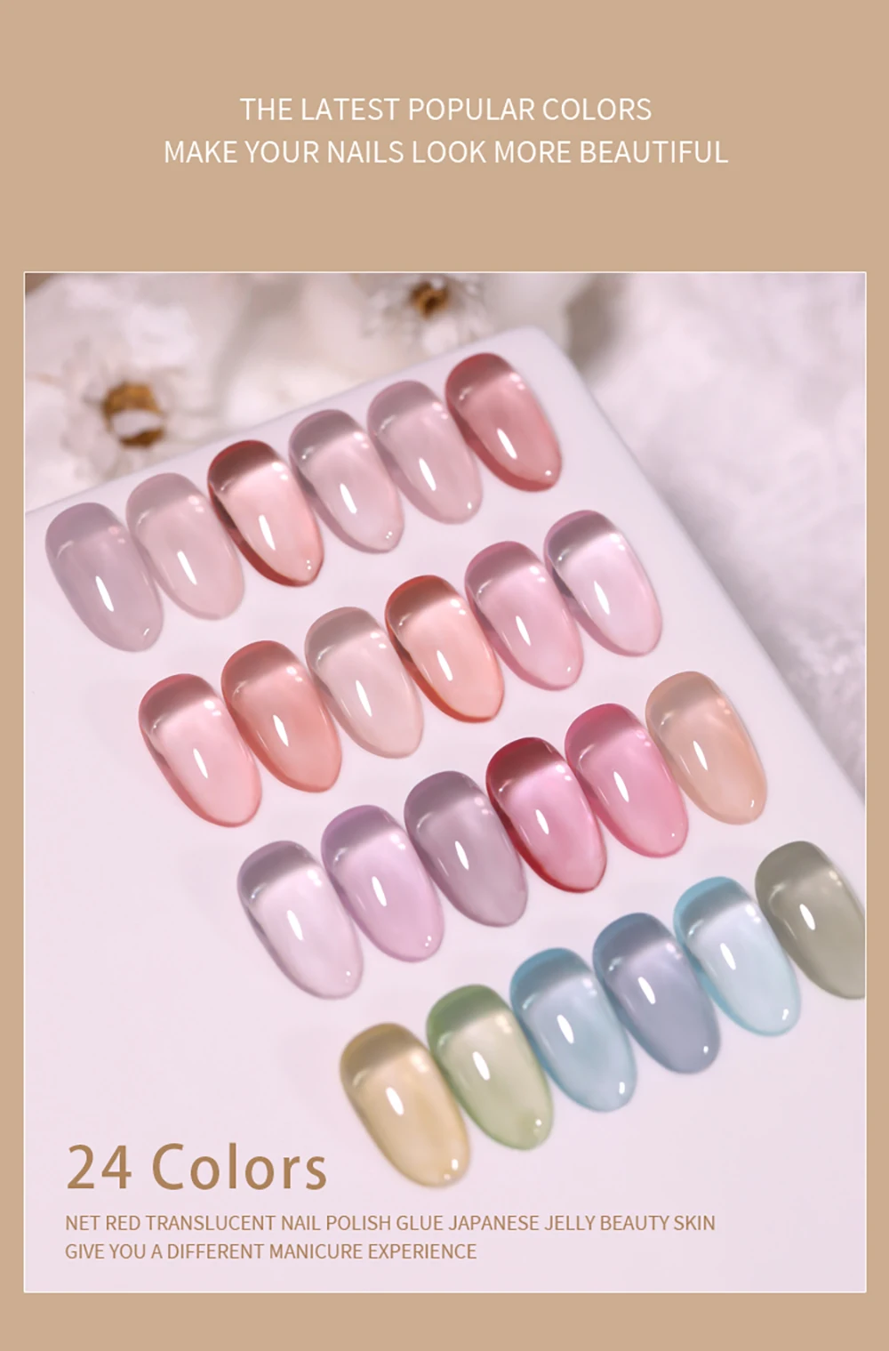 Vendeeni 24 Colors Jelly Transparent Gel Nail Polish Nude Pink Skin Color UV Soak Off Gel Varnish Jade Nail Art Gel Lacquer 15ml VENDEENI Jelly Gel Nail Polish - Vendeeni 24 Colors Jelly Transparent Gel Nail Polish Nude Pink Skin Color UV Soak Off Gel Varnish Jade Nail Art Gel Lacquer 15ml