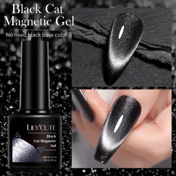 LILYCUTE Cat Magnetic Gel – 7ml Black Crystal Glitter, No Base Needed 5 85032 7wo0ge