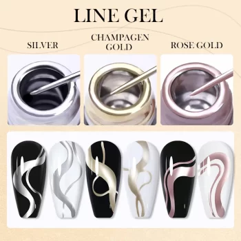 LILYCUTE Metallic Liner Gel – 5ml Gold & Silver Stripe Art Polish 3 85039 5vc4sc