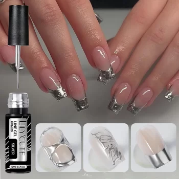 LILYCUTE Metallic Liner Gel – 5ml Gold & Silver Stripe Art Polish 1 85039 okckll