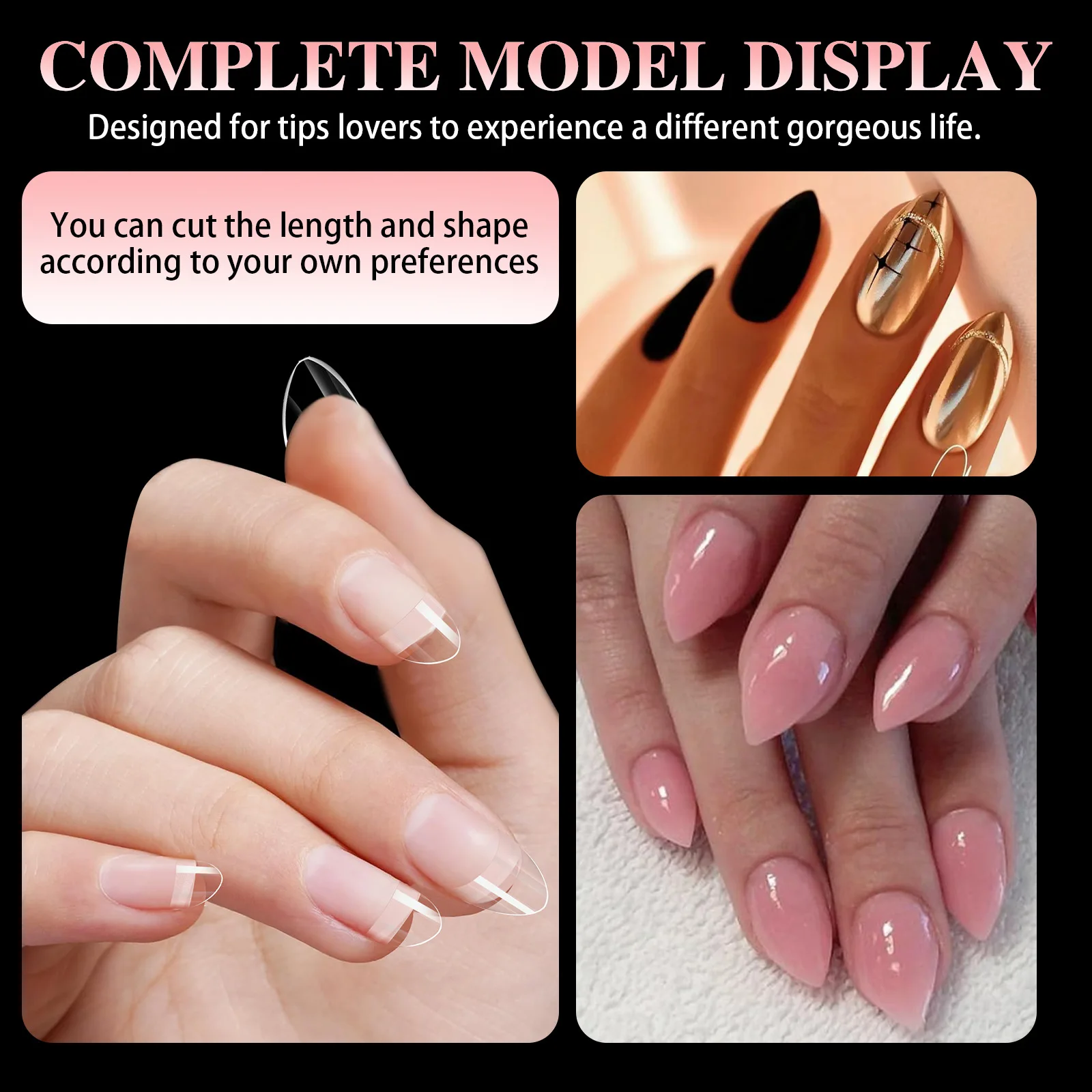 600pcs/Boxed Ultra Short French False Press On Acrylic Nails Tips Almond Square Traceless Manicure Salon Home DIY Fake Nail Ultra-Short French Press-On Nail Tips - 600pcs/Boxed Ultra Short French False Press On Acrylic Nails Tips Almond Square Traceless Manicure Salon Home DIY Fake Nail