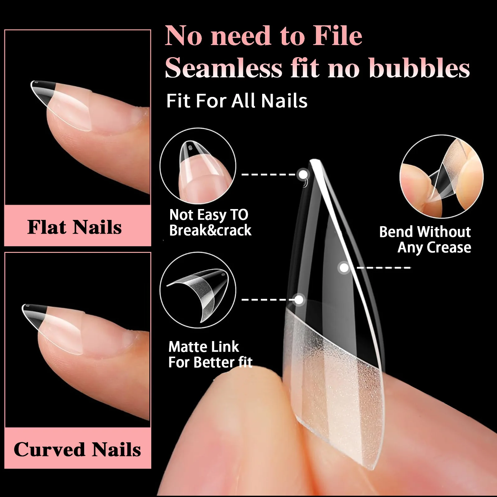 600pcs/Boxed Ultra Short French False Press On Acrylic Nails Tips Almond Square Traceless Manicure Salon Home DIY Fake Nail Ultra-Short French Press-On Nail Tips - 600pcs/Boxed Ultra Short French False Press On Acrylic Nails Tips Almond Square Traceless Manicure Salon Home DIY Fake Nail
