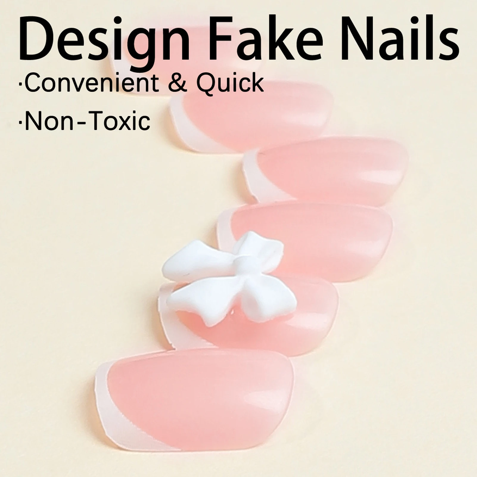 White French Press on Nails 3D Bowknot Fake Nails Tips Full Cover Wearable False Nails for Women and Girls DIY Manicure 24Pcs White French Press-On Nails With 3D Bowknot - White French Press on Nails 3D Bowknot Fake Nails Tips Full Cover Wearable False Nails for Women and Girls DIY Manicure 24Pcs