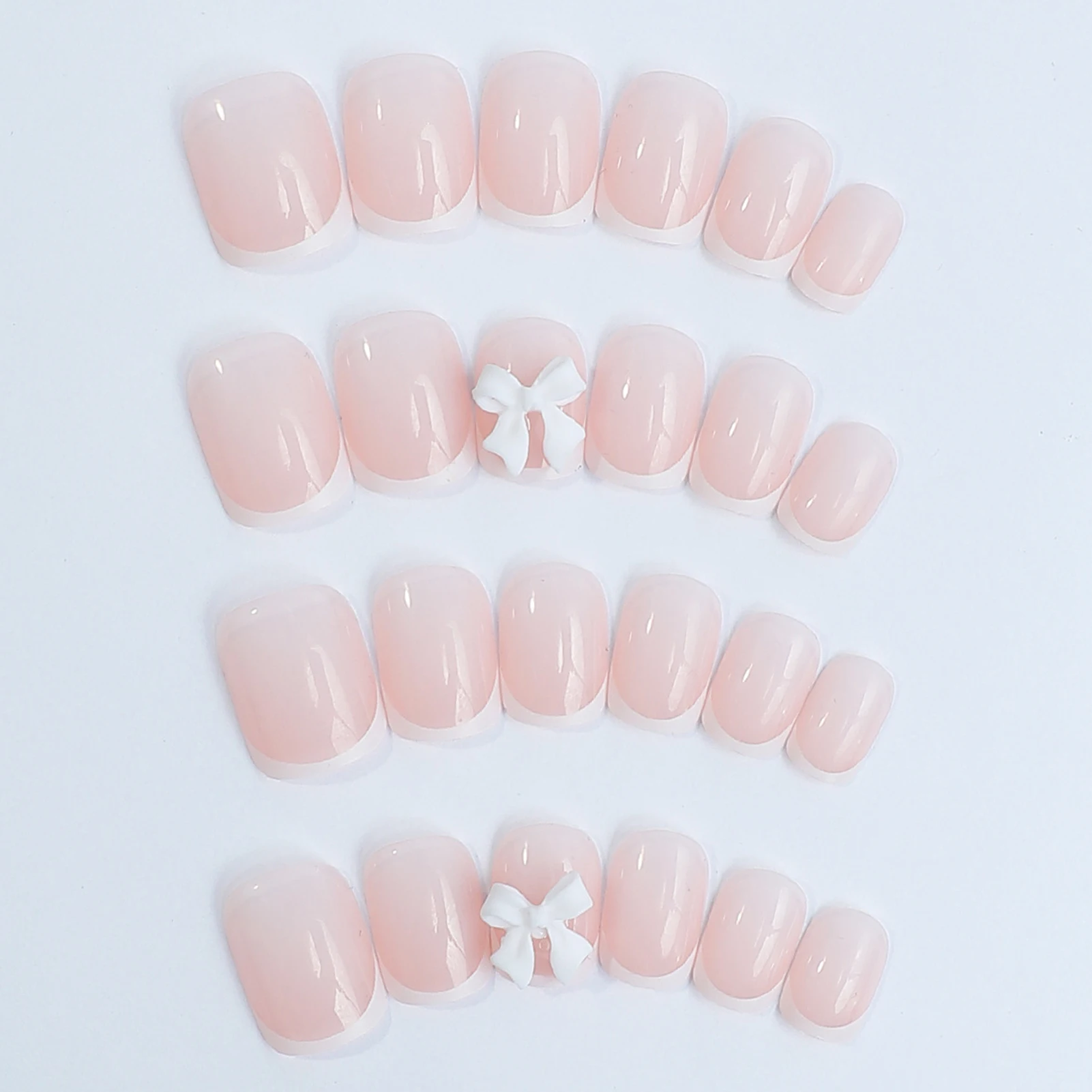 White French Press on Nails 3D Bowknot Fake Nails Tips Full Cover Wearable False Nails for Women and Girls DIY Manicure 24Pcs White French Press-On Nails With 3D Bowknot - White French Press on Nails 3D Bowknot Fake Nails Tips Full Cover Wearable False Nails for Women and Girls DIY Manicure 24Pcs