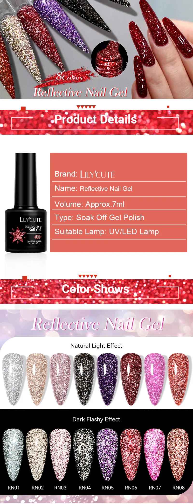LILYCUTE 7ML Reflective Glitter Gel Nail Polish Bright Sparkling Silver Color Semi-permanent Soak Off Nail Art UV Gel Varnishes LILYCUTE Reflective Glitter Gel Nail Polish - LILYCUTE Reflective Glitter Gel Nail Polish - LILYCUTE 7ML Reflective Glitter Gel Nail Polish Bright Sparkling Silver Color Semi-permanent Soak Off Nail Art UV Gel Varnishes