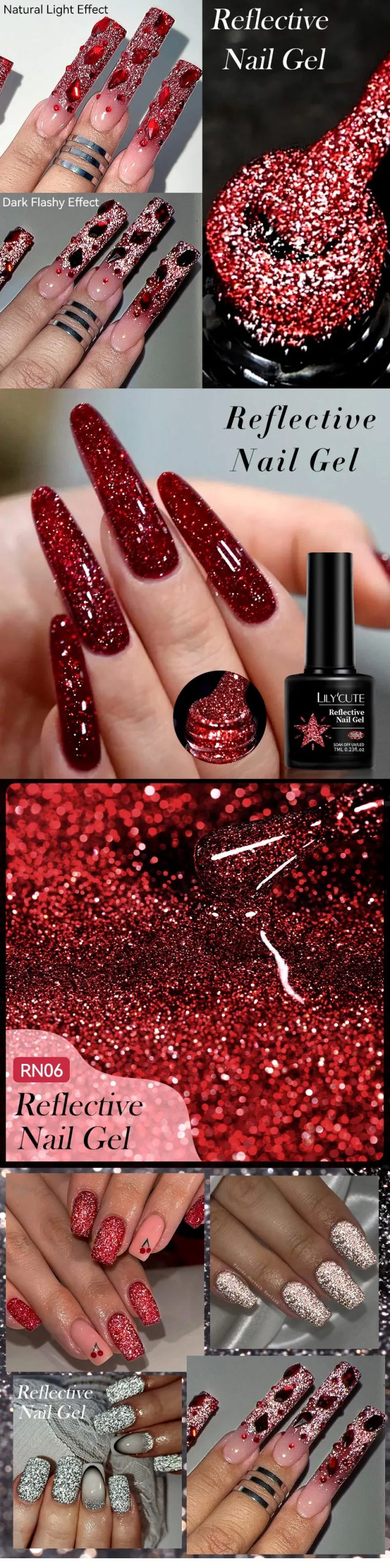 LILYCUTE 7ML Reflective Glitter Gel Nail Polish Bright Sparkling Silver Color Semi-permanent Soak Off Nail Art UV Gel Varnishes LILYCUTE Reflective Glitter Gel Nail Polish - LILYCUTE 7ML Reflective Glitter Gel Nail Polish Bright Sparkling Silver Color Semi-permanent Soak Off Nail Art UV Gel Varnishes