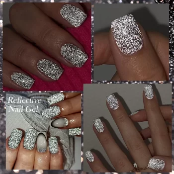 LILYCUTE Reflective Glitter Gel Nail Polish – 7ml, Silver Sparkle, Soak-Off UV Gel 2 85276 soqp9l