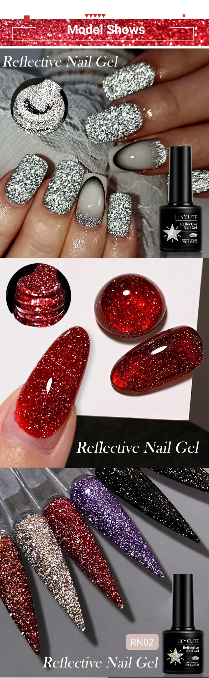 LILYCUTE 7ML Reflective Glitter Gel Nail Polish Bright Sparkling Silver Color Semi-permanent Soak Off Nail Art UV Gel Varnishes LILYCUTE Reflective Glitter Gel Nail Polish - LILYCUTE 7ML Reflective Glitter Gel Nail Polish Bright Sparkling Silver Color Semi-permanent Soak Off Nail Art UV Gel Varnishes