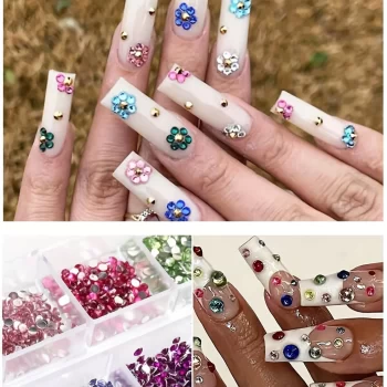 Crystal Nail Art Rhinestones Set – 12-Grid Shimmering Flatback Gemstones 4 85443 if1xeo