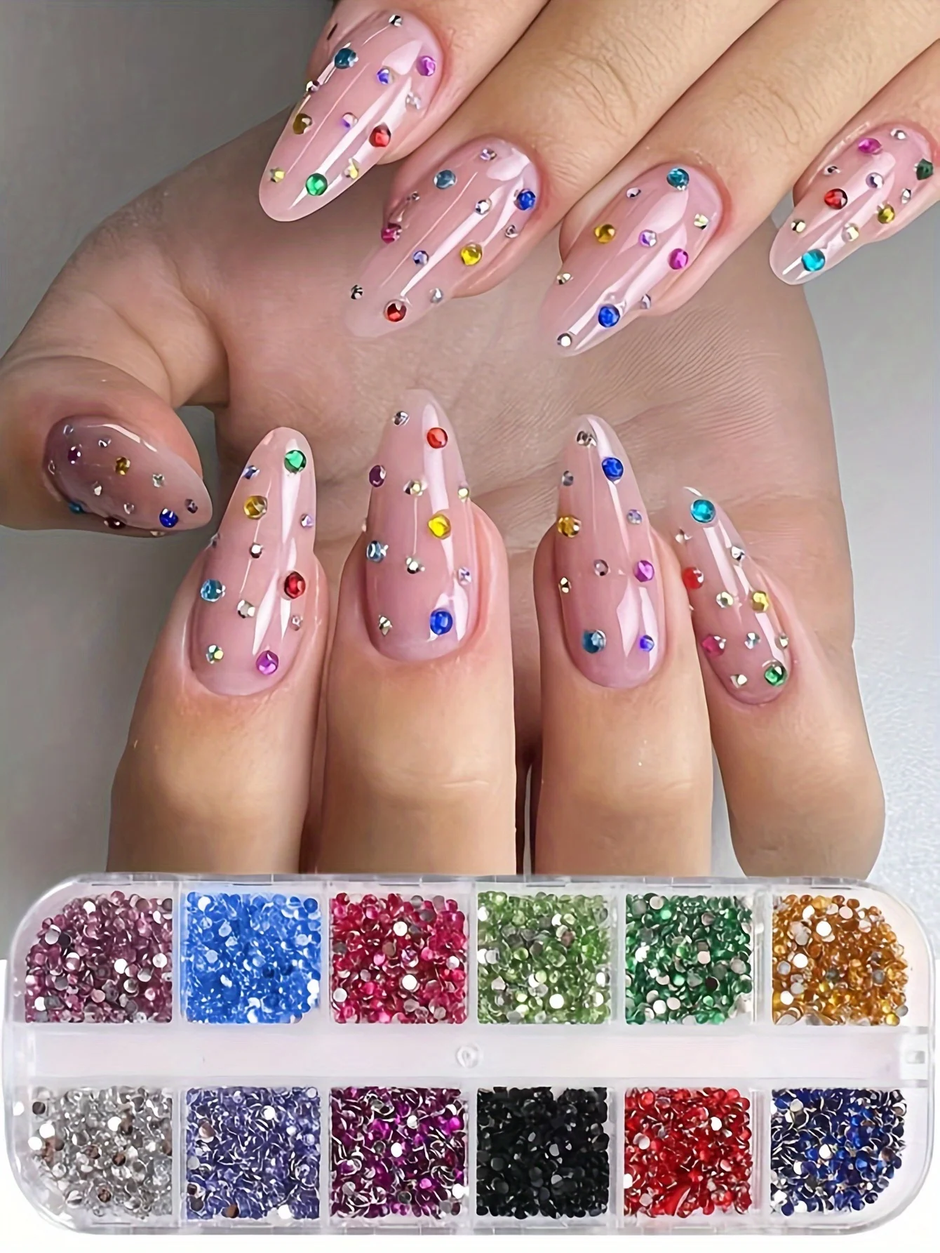 12 Grid Shimmering Crystal Nail Art Rhinestones - Flatback Gemstones for Versatile Decoration - Adorns Nails Shoes Makeup Bags Crystal Nail Art Rhinestones Set - 12 Grid Shimmering Crystal Nail Art Rhinestones - Flatback Gemstones for Versatile Decoration - Adorns Nails Shoes Makeup Bags