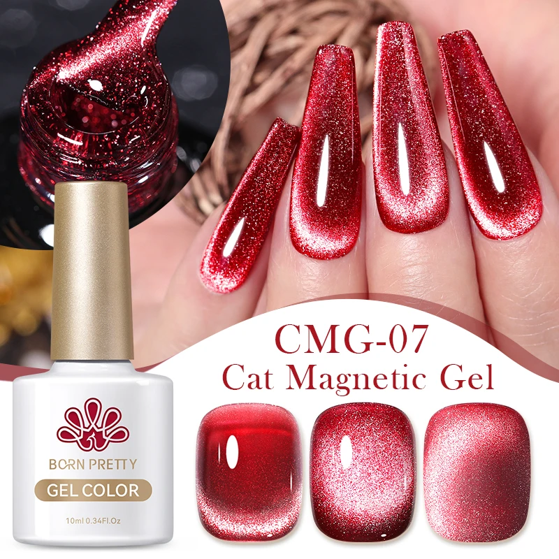 BORN PRETTY 10ml Dark Red Cat Magnetic Gel Nail Polish for Winter Nails DIY Jelly Glass Silver-Light Varnis Semi Permanent BORN PRETTY Magnetic Cat Eye Gel - BORN PRETTY 10ml Dark Red Cat Magnetic Gel Nail Polish for Winter Nails DIY Jelly Glass Silver-Light Varnis Semi Permanent