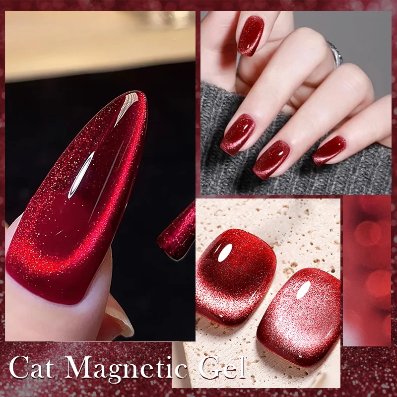 BORN PRETTY 10ml Dark Red Cat Magnetic Gel Nail Polish for Winter Nails DIY Jelly Glass Silver-Light Varnis Semi Permanent BORN PRETTY Magnetic Cat Eye Gel - BORN PRETTY 10ml Dark Red Cat Magnetic Gel Nail Polish for Winter Nails DIY Jelly Glass Silver-Light Varnis Semi Permanent