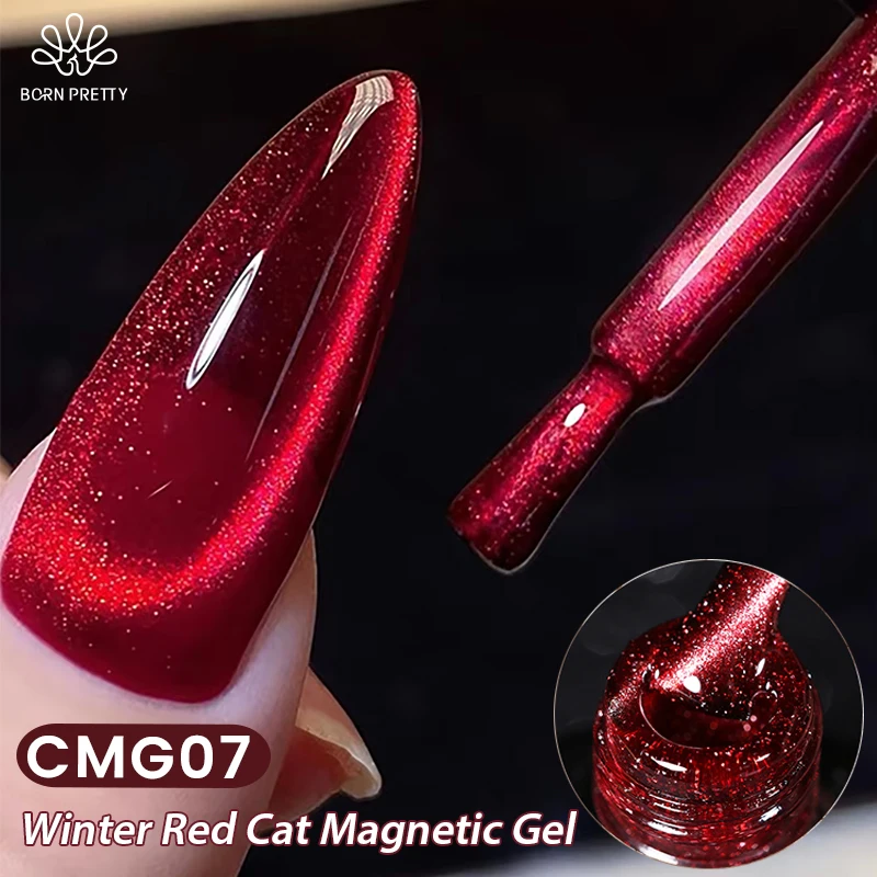 BORN PRETTY 10ml Dark Red Cat Magnetic Gel Nail Polish for Winter Nails DIY Jelly Glass Silver-Light Varnis Semi Permanent BORN PRETTY Magnetic Cat Eye Gel - BORN PRETTY 10ml Dark Red Cat Magnetic Gel Nail Polish for Winter Nails DIY Jelly Glass Silver-Light Varnis Semi Permanent