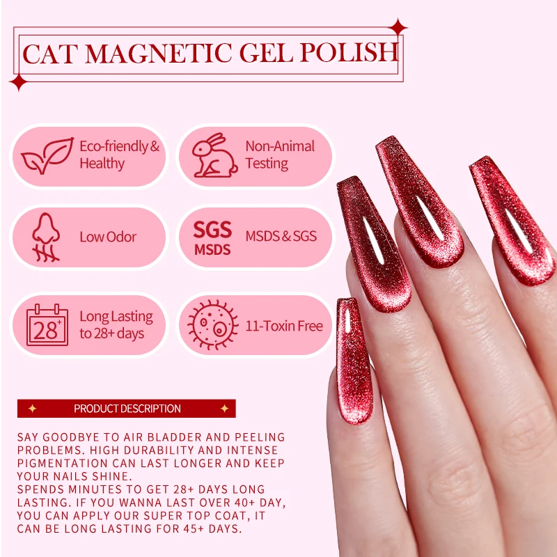 BORN PRETTY 10ml Dark Red Cat Magnetic Gel Nail Polish for Winter Nails DIY Jelly Glass Silver-Light Varnis Semi Permanent BORN PRETTY Magnetic Cat Eye Gel - BORN PRETTY 10ml Dark Red Cat Magnetic Gel Nail Polish for Winter Nails DIY Jelly Glass Silver-Light Varnis Semi Permanent