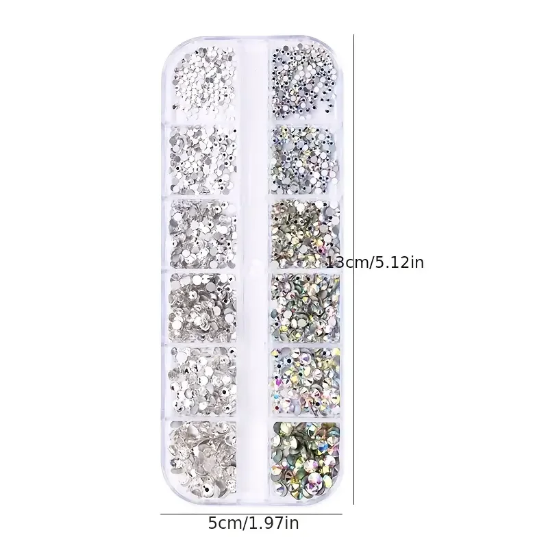 Boxed 3D Flat Back Nail Rhinestones Nail Gems Glass AB & Clear Crystal Rhinestones Kit Nail Art Charms DIY Manicure Accessories 3D Flat Back Nail Rhinestones Kit - Boxed 3D Flat Back Nail Rhinestones Nail Gems Glass AB & Clear Crystal Rhinestones Kit Nail Art Charms DIY Manicure Accessories