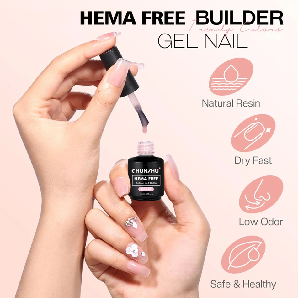 CHUNSHU Hema FREE Construction UV Gel 18ml Builder Nail Gel In A Bottle Semi Permanent Thick Rubber Base Gel Extension Nails Art CHUNSHU HEMA‑Free Construction UV Builder Gel - CHUNSHU Hema FREE Construction UV Gel 18ml Builder Nail Gel In A Bottle Semi Permanent Thick Rubber Base Gel Extension Nails Art