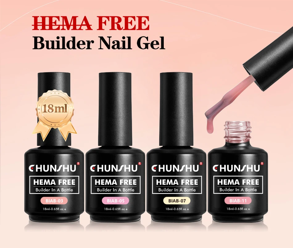 CHUNSHU Hema FREE Construction UV Gel 18ml Builder Nail Gel In A Bottle Semi Permanent Thick Rubber Base Gel Extension Nails Art CHUNSHU HEMA‑Free Construction UV Builder Gel - CHUNSHU Hema FREE Construction UV Gel 18ml Builder Nail Gel In A Bottle Semi Permanent Thick Rubber Base Gel Extension Nails Art