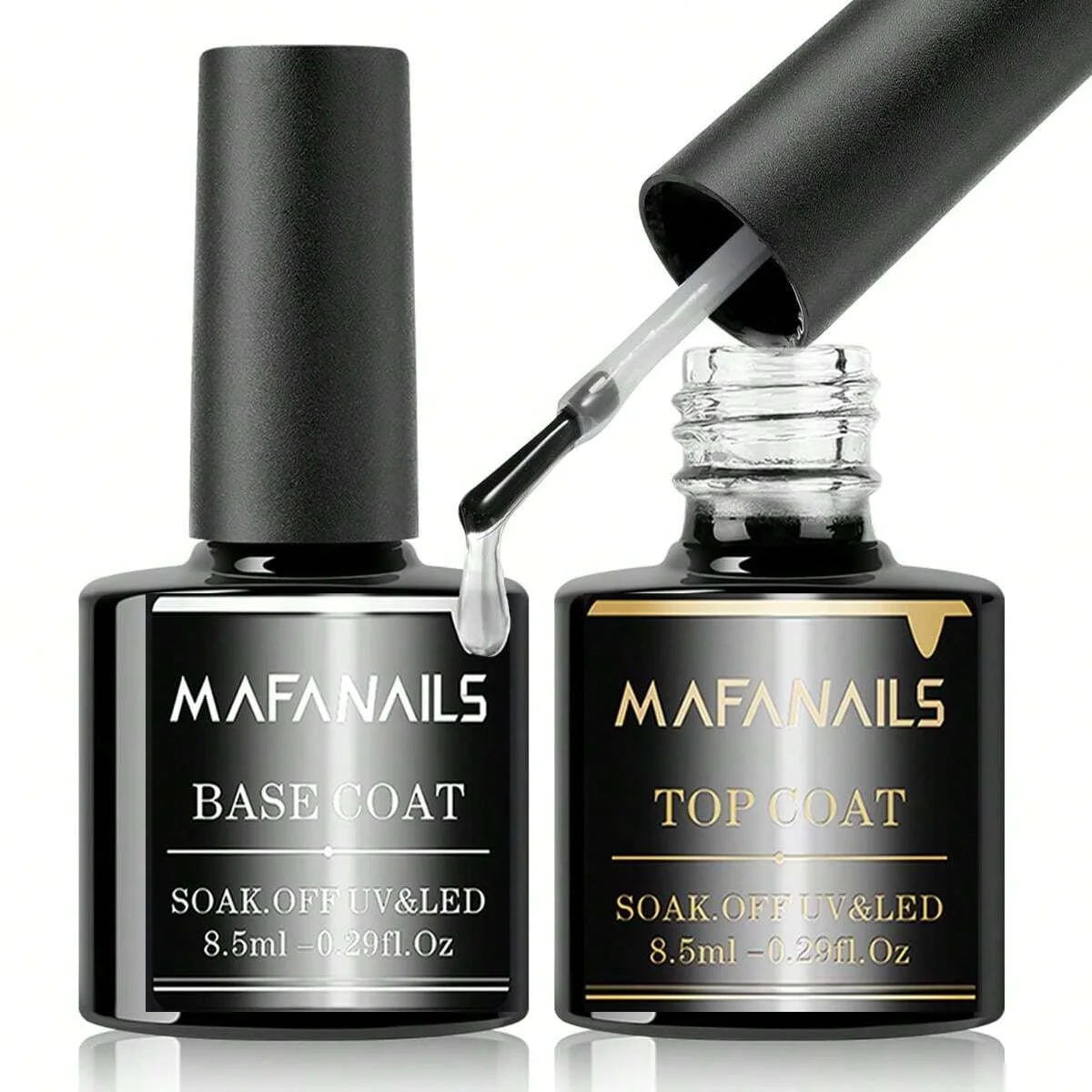 2PCS 8.5ml Base Coat & Top Coat Gel Nail Polish Set - Long Lasting Soak Off LED Nail Lamp Gel Base Top Coat Finish Nail Varnish Long-Lasting Base and Top Coat Gel Set - 2PCS 8.5ml Base Coat & Top Coat Gel Nail Polish Set - Long Lasting Soak Off LED Nail Lamp Gel Base Top Coat Finish Nail Varnish