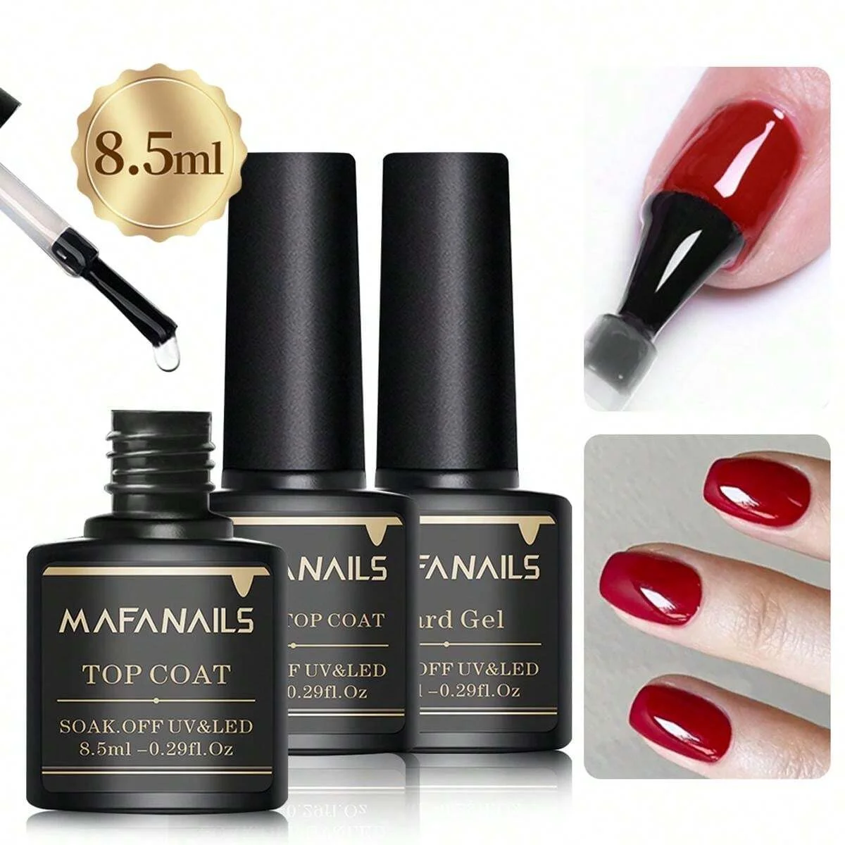 2PCS 8.5ml Base Coat & Top Coat Gel Nail Polish Set - Long Lasting Soak Off LED Nail Lamp Gel Base Top Coat Finish Nail Varnish Long-Lasting Base and Top Coat Gel Set - 2PCS 8.5ml Base Coat & Top Coat Gel Nail Polish Set - Long Lasting Soak Off LED Nail Lamp Gel Base Top Coat Finish Nail Varnish