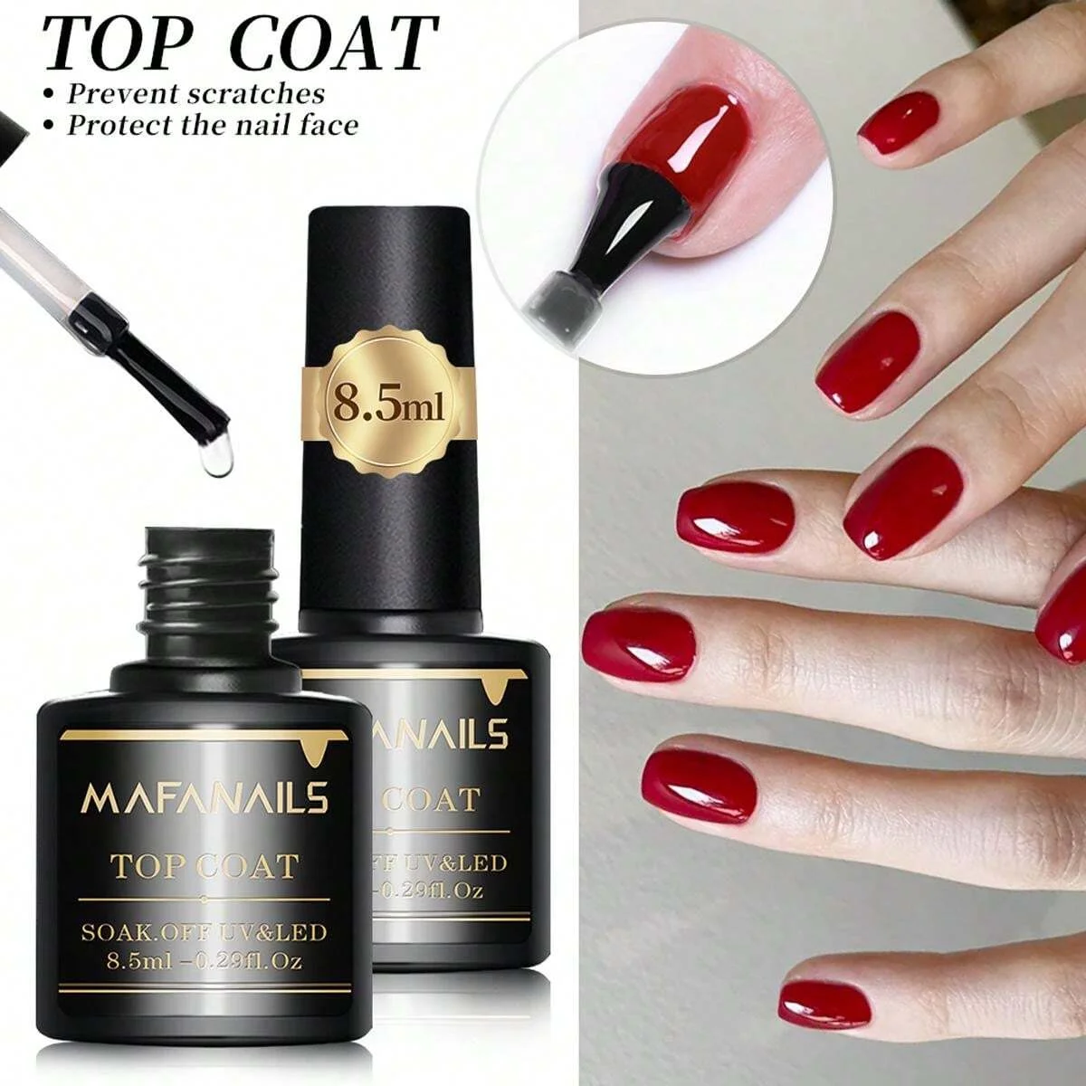 2PCS 8.5ml Base Coat & Top Coat Gel Nail Polish Set - Long Lasting Soak Off LED Nail Lamp Gel Base Top Coat Finish Nail Varnish Long-Lasting Base and Top Coat Gel Set - 2PCS 8.5ml Base Coat & Top Coat Gel Nail Polish Set - Long Lasting Soak Off LED Nail Lamp Gel Base Top Coat Finish Nail Varnish