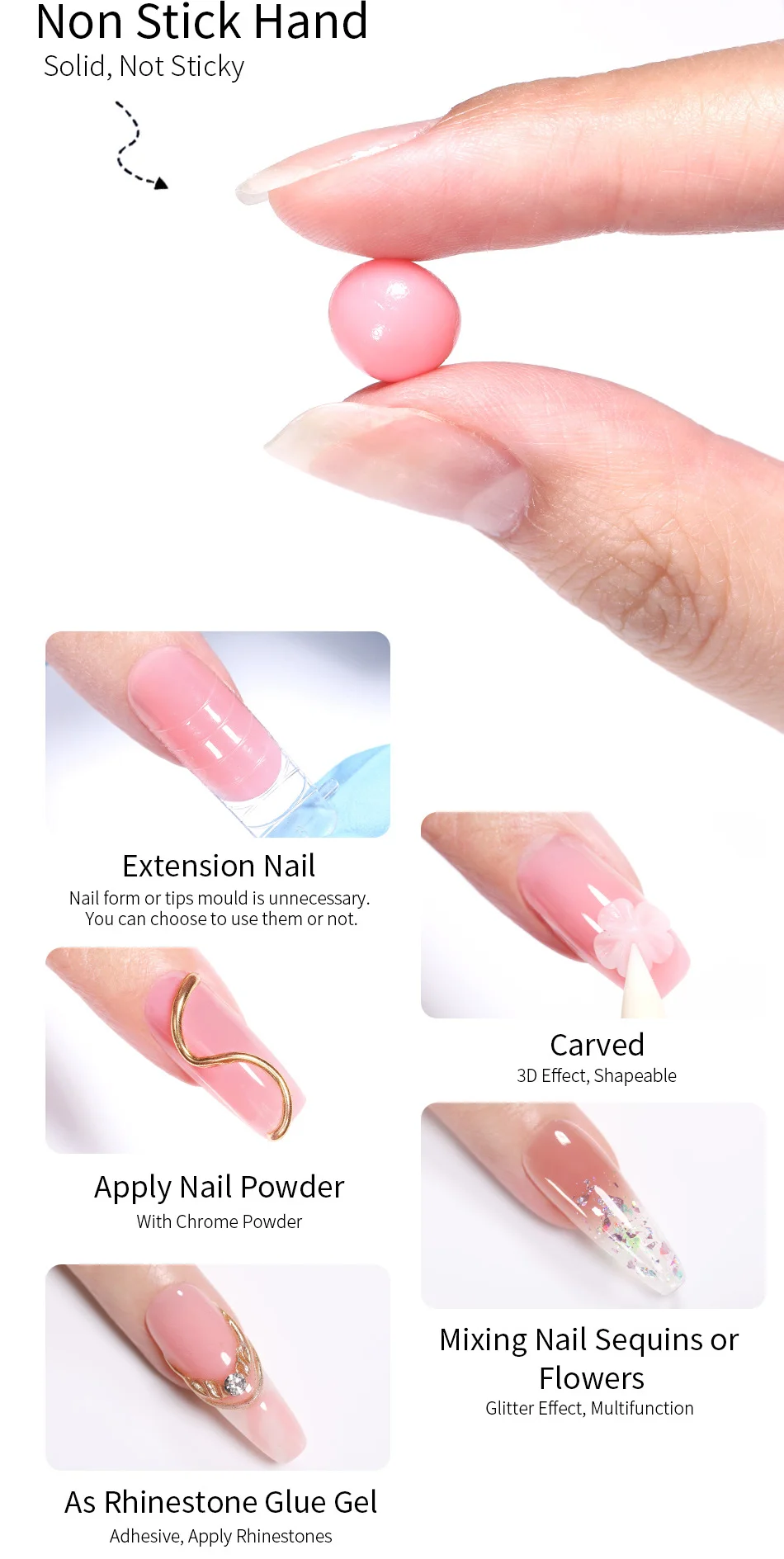 BORN PRETTY 15ml Non Stick Hand Extension Gel Nail Polish Carving Flower Nail Art Shaping Solid Acrylic Nail Gel Varnish Born Pretty Non‑Stick nail Extension Gel - BORN PRETTY 15ml Non Stick Hand Extension Gel Nail Polish Carving Flower Nail Art Shaping Solid Acrylic Nail Gel Varnish