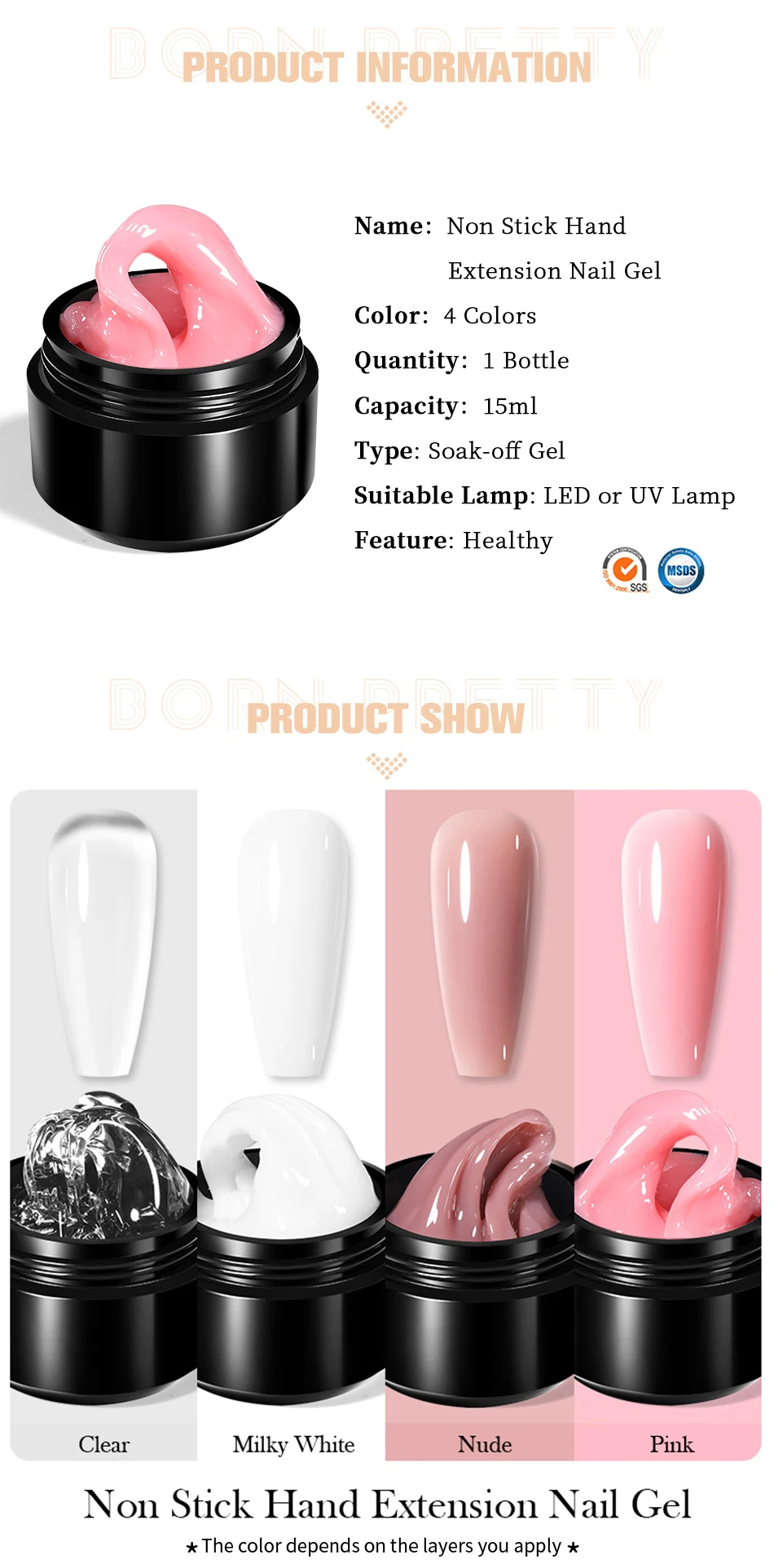 BORN PRETTY 15ml Non Stick Hand Extension Gel Nail Polish Carving Flower Nail Art Shaping Solid Acrylic Nail Gel Varnish Born Pretty Non‑Stick nail Extension Gel - BORN PRETTY 15ml Non Stick Hand Extension Gel Nail Polish Carving Flower Nail Art Shaping Solid Acrylic Nail Gel Varnish