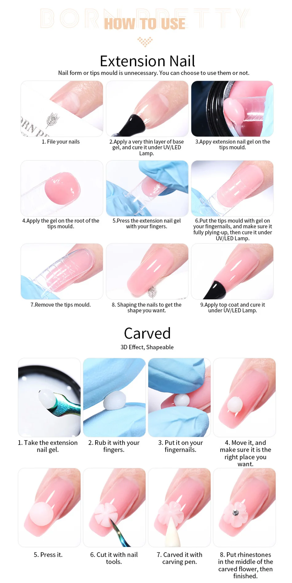 BORN PRETTY 15ml Non Stick Hand Extension Gel Nail Polish Carving Flower Nail Art Shaping Solid Acrylic Nail Gel Varnish Born Pretty Non‑Stick nail Extension Gel - BORN PRETTY 15ml Non Stick Hand Extension Gel Nail Polish Carving Flower Nail Art Shaping Solid Acrylic Nail Gel Varnish