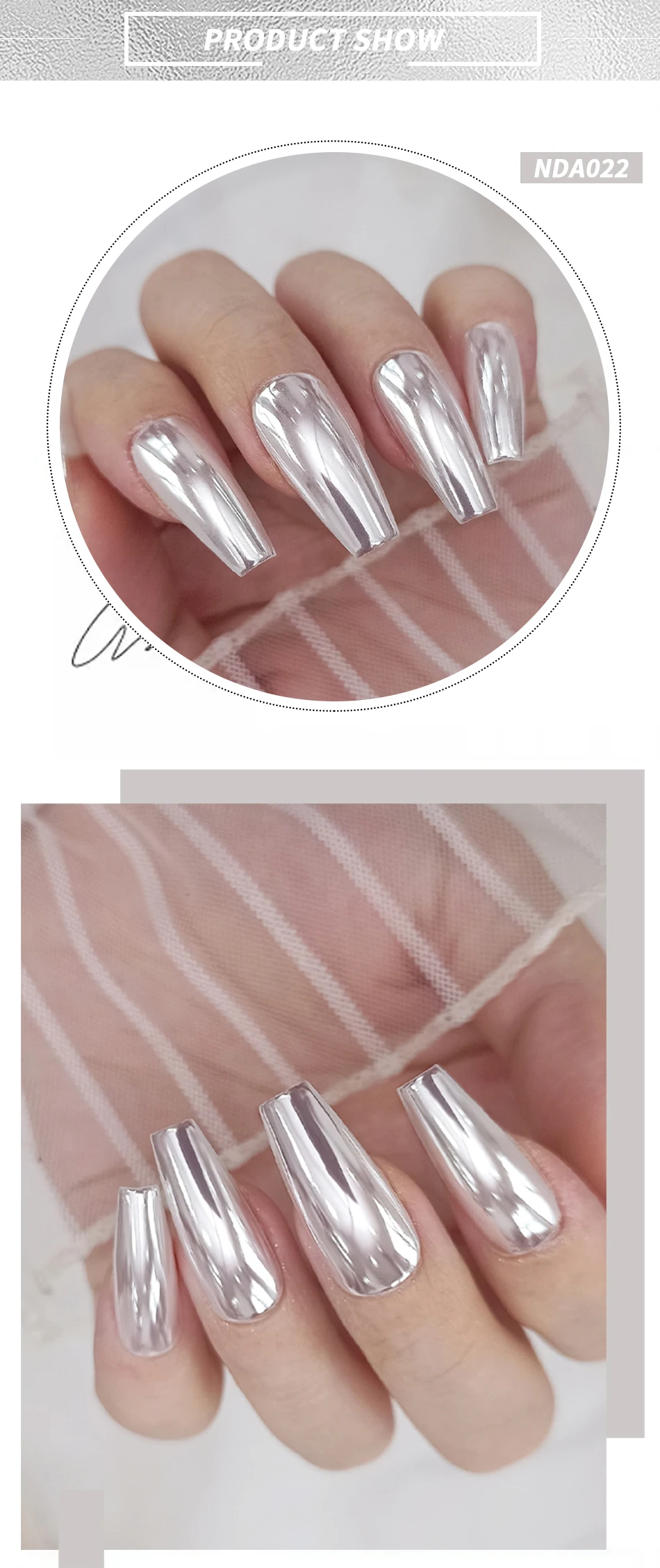 NICOLE DIARY Moonlight Mirror Nail Powder Aurora Silver Glitter Metallic Effect UV Gel Polish Pigment Chrome DIY Nail Decoration NICOLE DIARY Moonlight Mirror Nail Powder Aurora Silver Glitter Metallic Effect UV Gel Polish Pigment Chrome DIY Nail Decoration