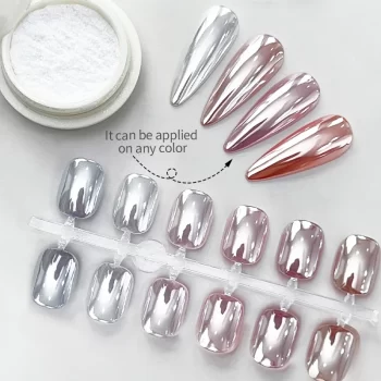 Nicole Diary Moonlight Mirror Nail Powder – Aurora Silver Chrome Effect Pigment 2 85893 pnm23k