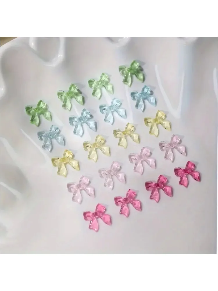 50pcs Transparent Bow Nail Art Parts Charms Bulk Shiny Mini Resin Ribbon Nail Rhinestones DIY Summer Nail Art Decor Accessories Transparent Bow Nail Charms - 50pcs Transparent Bow Nail Art Parts Charms Bulk Shiny Mini Resin Ribbon Nail Rhinestones DIY Summer Nail Art Decor Accessories