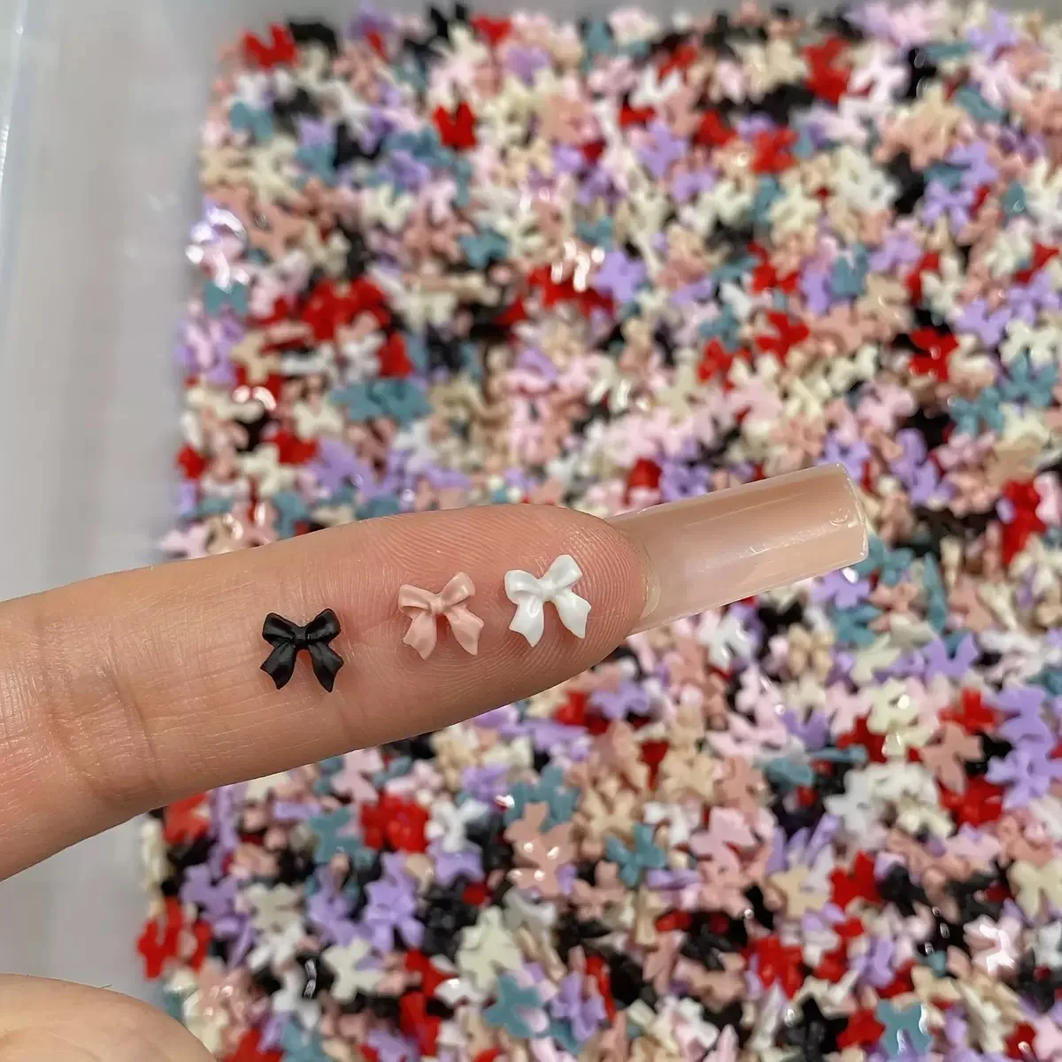 50pcs Transparent Bow Nail Art Parts Charms Bulk Shiny Mini Resin Ribbon Nail Rhinestones DIY Summer Nail Art Decor Accessories Transparent Bow Nail Charms - 50pcs Transparent Bow Nail Art Parts Charms Bulk Shiny Mini Resin Ribbon Nail Rhinestones DIY Summer Nail Art Decor Accessories