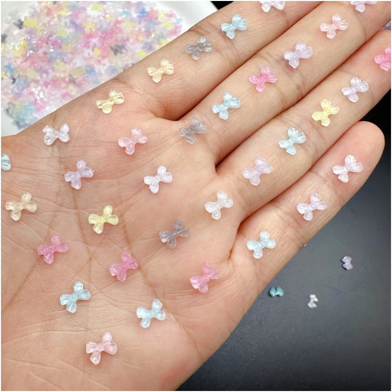 50pcs Transparent Bow Nail Art Parts Charms Bulk Shiny Mini Resin Ribbon Nail Rhinestones DIY Summer Nail Art Decor Accessories Transparent Bow Nail Charms - 50pcs Transparent Bow Nail Art Parts Charms Bulk Shiny Mini Resin Ribbon Nail Rhinestones DIY Summer Nail Art Decor Accessories