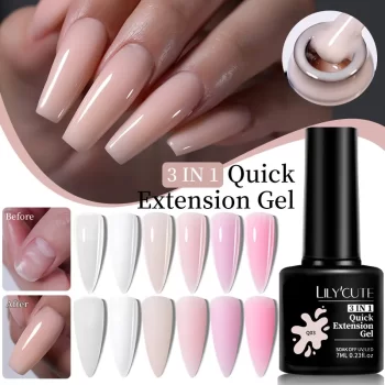 Lilycute 7ml Quick Extension Construction Gel – Clear, White & Nude Semi‑Permanent Builder 1 86231 vkdqac