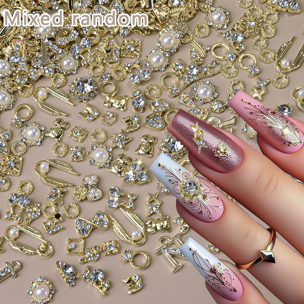 50Pcs 3D Mixed Random Luxury Nail Charms Metal Gold/Silver Butterfly/Bowknot Nail Art Decoration With Crystal Manicure Jewelry 50Pcs 3D Mixed Random Luxury Nail Charms Metal Gold/Silver Butterfly/Bowknot Nail Art Decoration With Crystal Manicure Jewelry