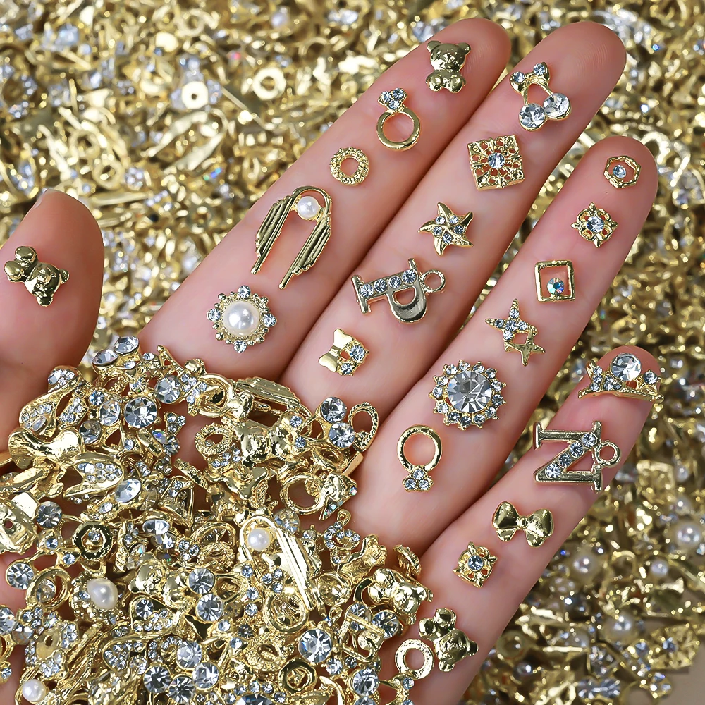 50Pcs 3D Mixed Random Luxury Nail Charms Metal Gold/Silver Butterfly/Bowknot Nail Art Decoration With Crystal Manicure Jewelry 50Pcs 3D Mixed Random Luxury Nail Charms Metal Gold/Silver Butterfly/Bowknot Nail Art Decoration With Crystal Manicure Jewelry