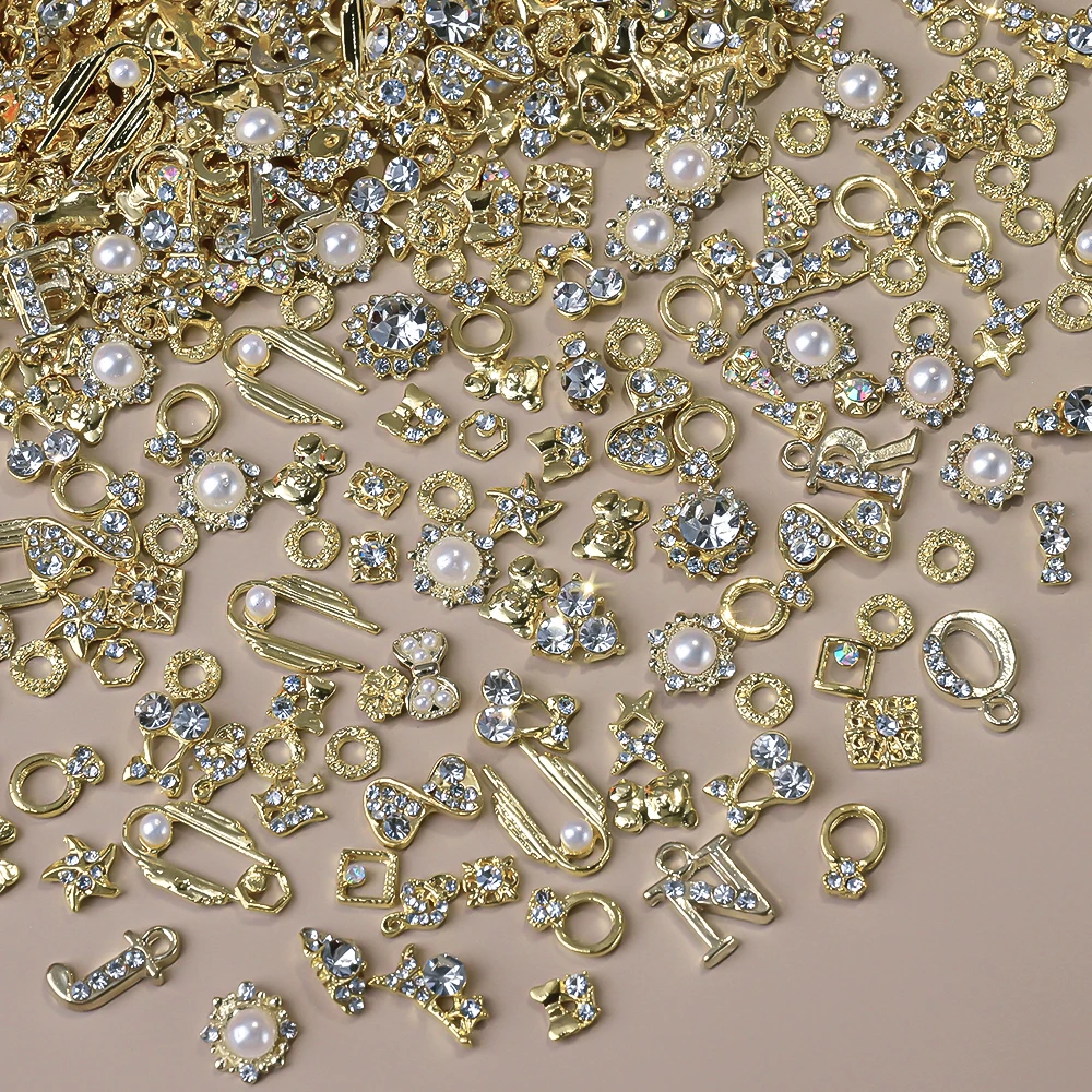 50Pcs 3D Mixed Random Luxury Nail Charms Metal Gold/Silver Butterfly/Bowknot Nail Art Decoration With Crystal Manicure Jewelry 50Pcs 3D Mixed Random Luxury Nail Charms Metal Gold/Silver Butterfly/Bowknot Nail Art Decoration With Crystal Manicure Jewelry