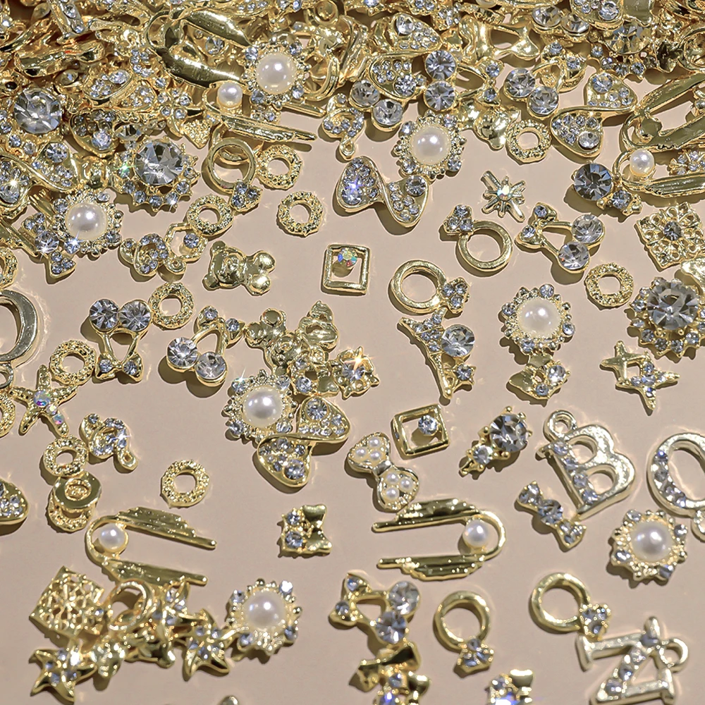 50Pcs 3D Mixed Random Luxury Nail Charms Metal Gold/Silver Butterfly/Bowknot Nail Art Decoration With Crystal Manicure Jewelry 50Pcs 3D Mixed Random Luxury Nail Charms Metal Gold/Silver Butterfly/Bowknot Nail Art Decoration With Crystal Manicure Jewelry