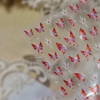 5D Embossed Red Butterfly Nail Stickers – Spring Floral Relief Decals for Manicure & Press-On Nails 4 86434 ss25uz