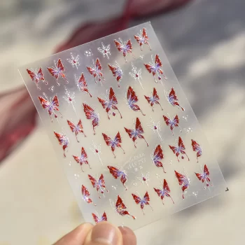 5D Embossed Red Butterfly Nail Stickers – Spring Floral Relief Decals for Manicure & Press-On Nails 1 86434 zesyoa