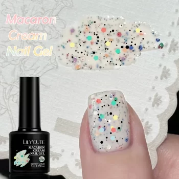 Lilycute Macaron Cream Gel Nail Polish – 7 ml Glitter‑Sequins Soak‑Off UV Formula 3 86649 pae2lm