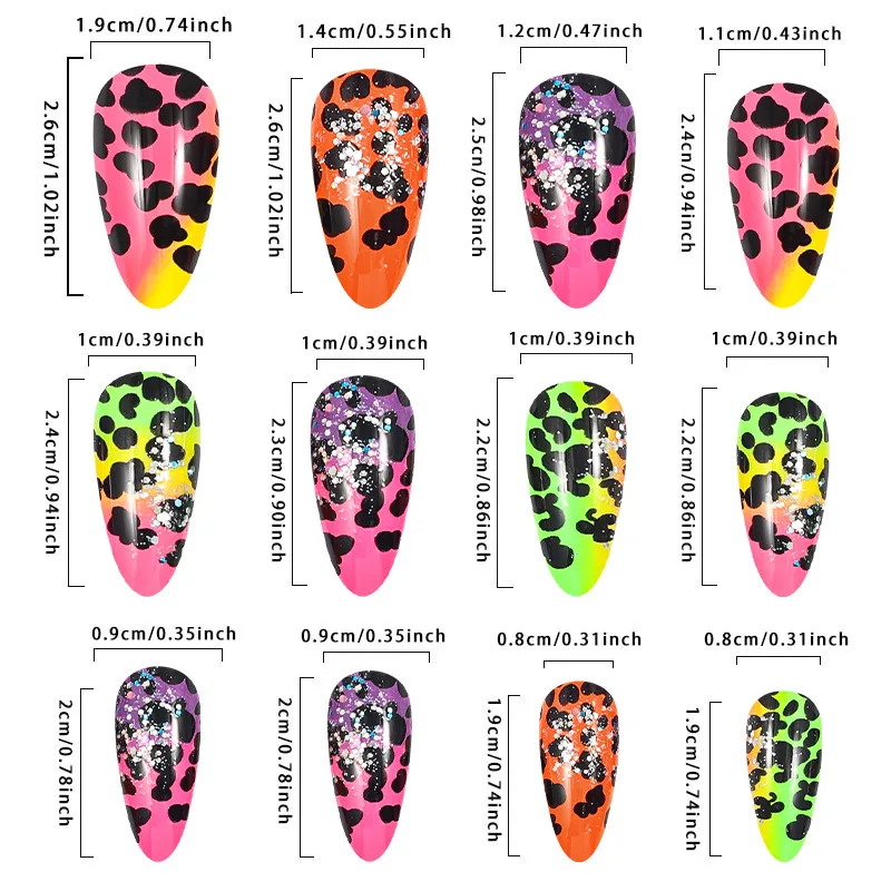 24pcs/set short Medium quare Glossy Ballerina Fake Nails jellyfish blue sea wave flowers geometric design press on false nails Ballerina Press‑On Fake Nails - 24pcs/set short Medium square Glossy Ballerina Fake Nails jellyfish blue sea wave flowers geometric design press on false nails