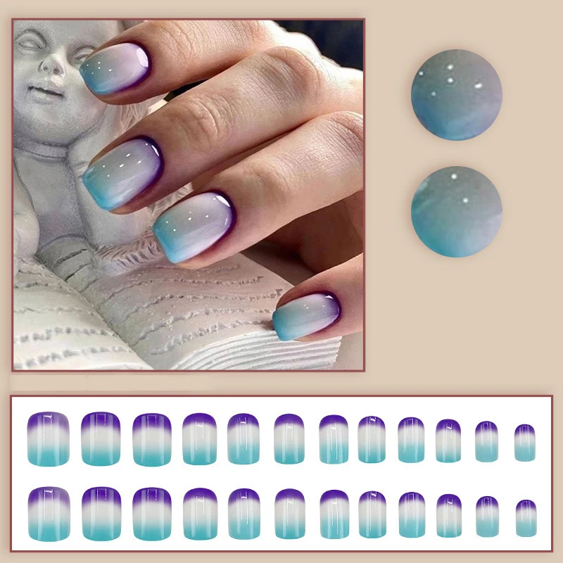 24pcs/set short square fake nails for women girls faux ongles fashion glitter geometric flowers design press on false nail kit Short Square Press-On Fake Nails Kit - 24pcs/set short square fake nails for women girls faux ongles fashion glitter geometric flowers design press on false nail kit