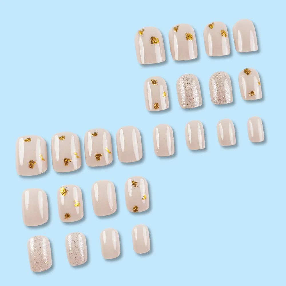 24pcs/set short square fake nails for women girls faux ongles fashion glitter geometric flowers design press on false nail kit Short Square Press-On Fake Nails Kit - 24pcs/set short square fake nails for women girls faux ongles fashion glitter geometric flowers design press on false nail kit