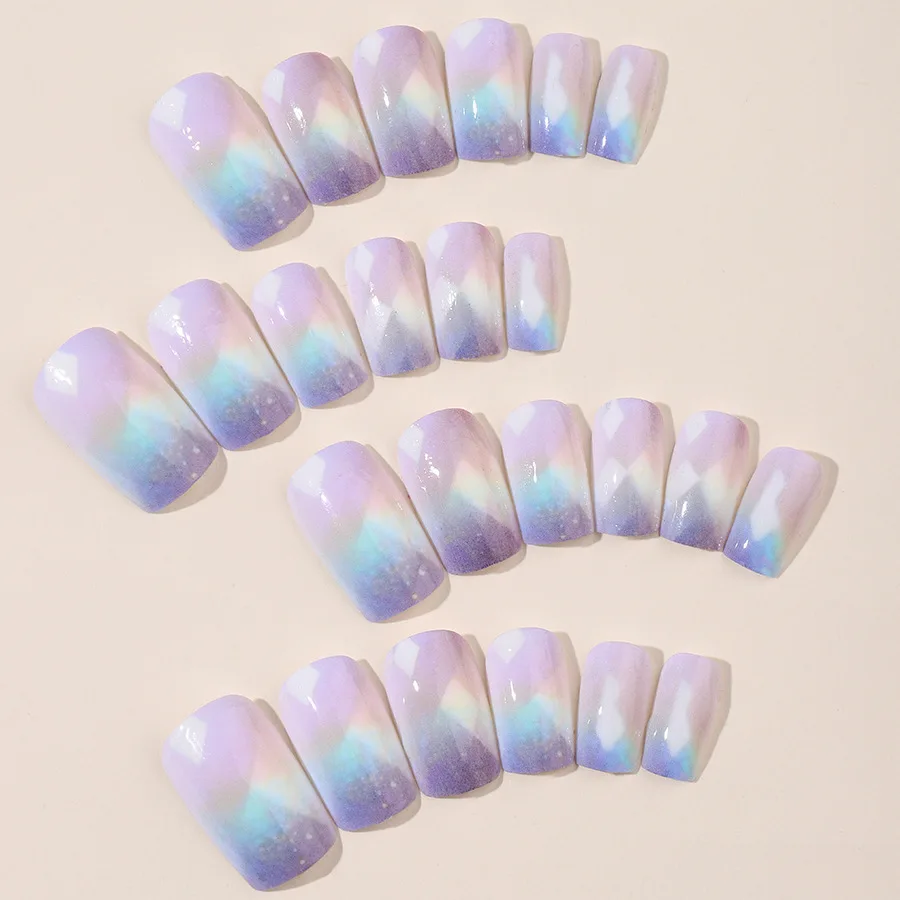 24pcs/set short square fake nails for women girls faux ongles fashion glitter geometric flowers design press on false nail kit Short Square Press-On Fake Nails Kit - 24pcs/set short square fake nails for women girls faux ongles fashion glitter geometric flowers design press on false nail kit