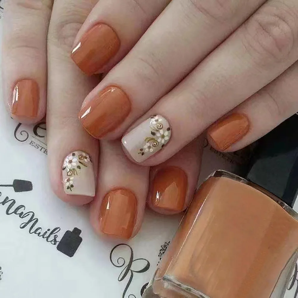24pcs/set short square fake nails for women girls faux ongles fashion glitter geometric flowers design press on false nail kit Short Square Press-On Fake Nails Kit - 24pcs/set short square fake nails for women girls faux ongles fashion glitter geometric flowers design press on false nail kit