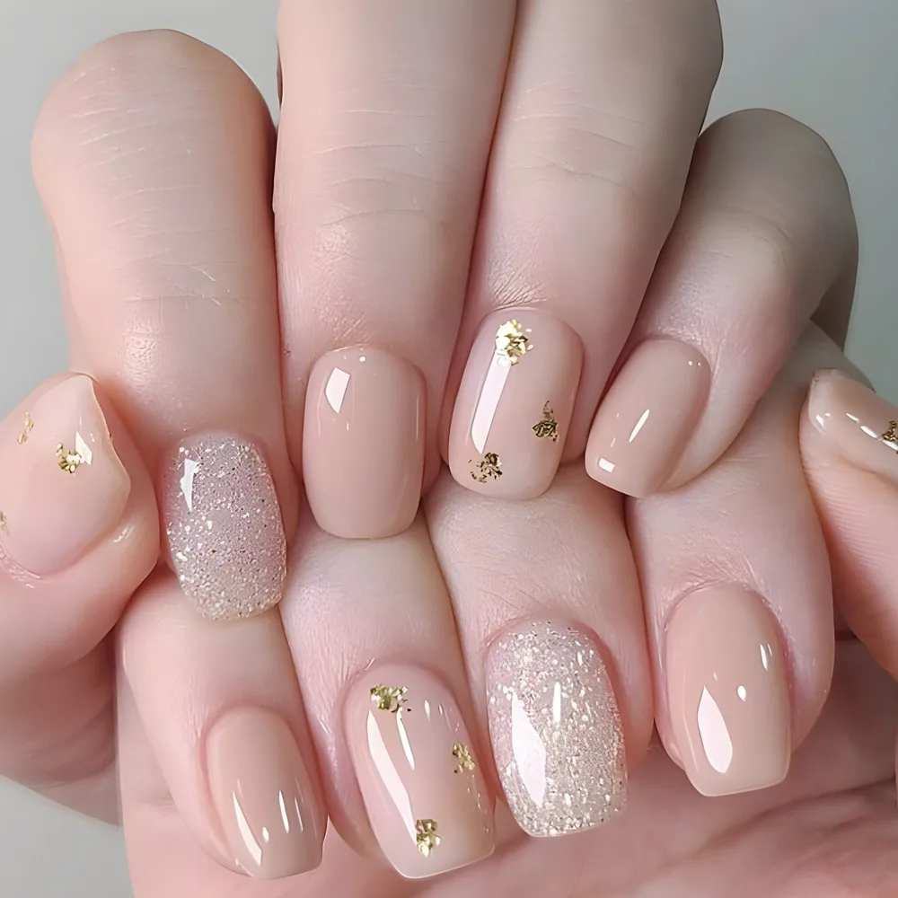 24pcs/set short square fake nails for women girls faux ongles fashion glitter geometric flowers design press on false nail kit Short Square Press-On Fake Nails Kit - 24pcs/set short square fake nails for women girls faux ongles fashion glitter geometric flowers design press on false nail kit