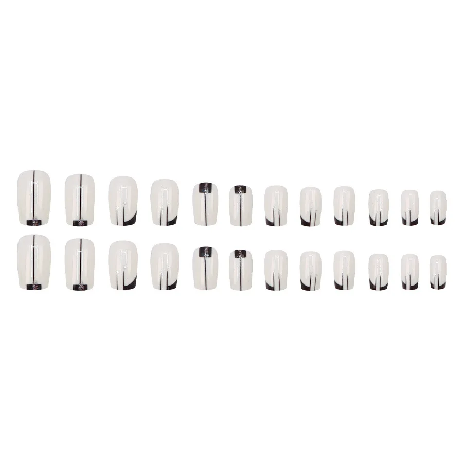 24pcs/set short square fake nails for women girls faux ongles fashion glitter geometric flowers design press on false nail kit Short Square Press-On Fake Nails Kit - 24pcs/set short square fake nails for women girls faux ongles fashion glitter geometric flowers design press on false nail kit